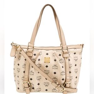 Authentic MCM Tan Monogram Tote Bag